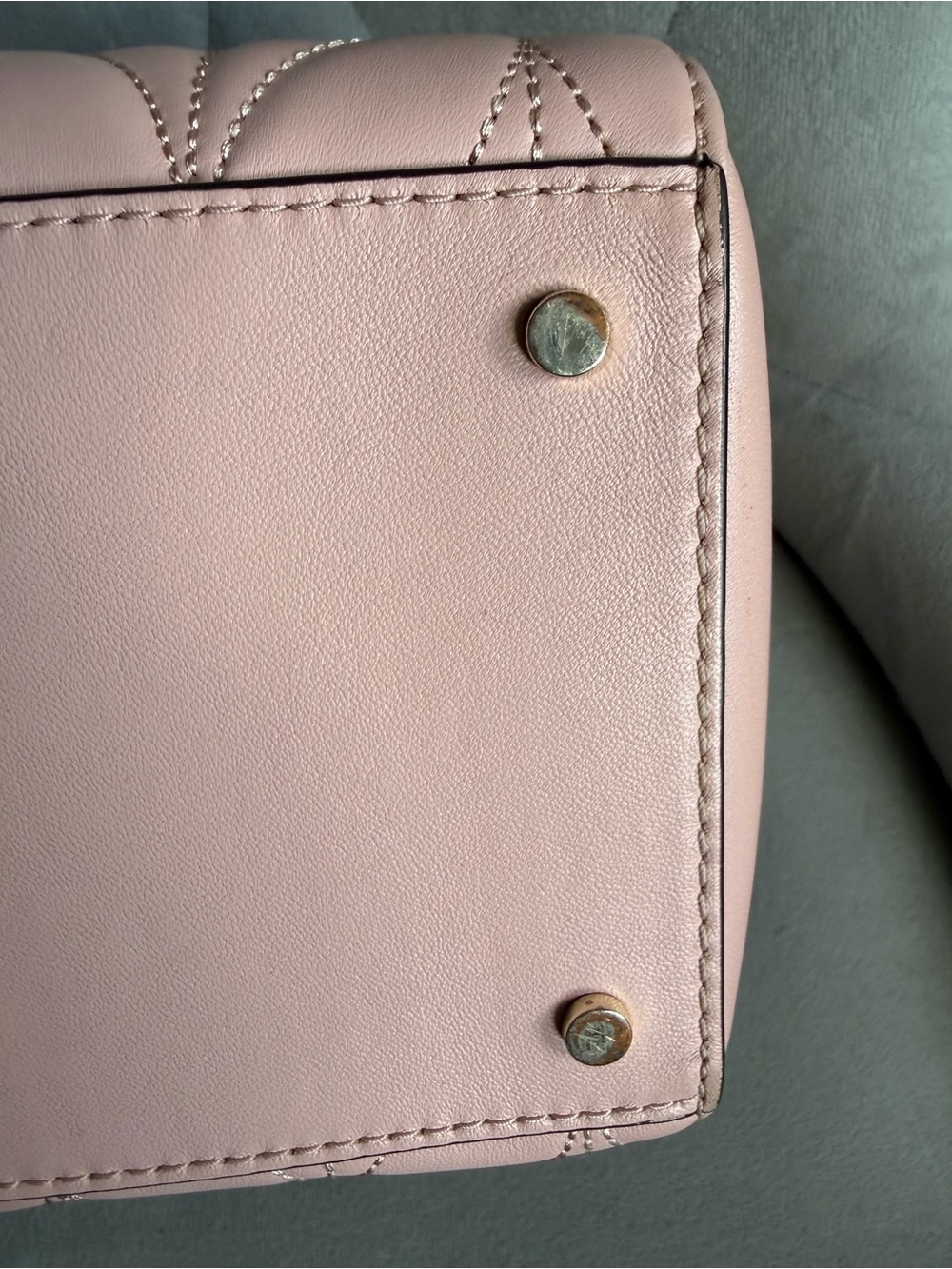 KATE ♠️ SPADE LEATHER Pink Quilted Chain-Handle BAG - Picture 8 of 17
